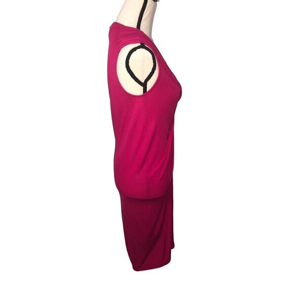 Alexander McQueen Size 38 IT 4 or 6 US Dress Draped Midi Knit Sleeveless Magenta - Picture 6 of 11